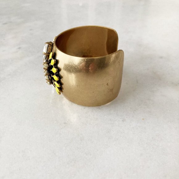 Stella & Dot Norah cuff bracelet, gold, yellow, stones, tribal, colorful bangle - Picture 6 of 7